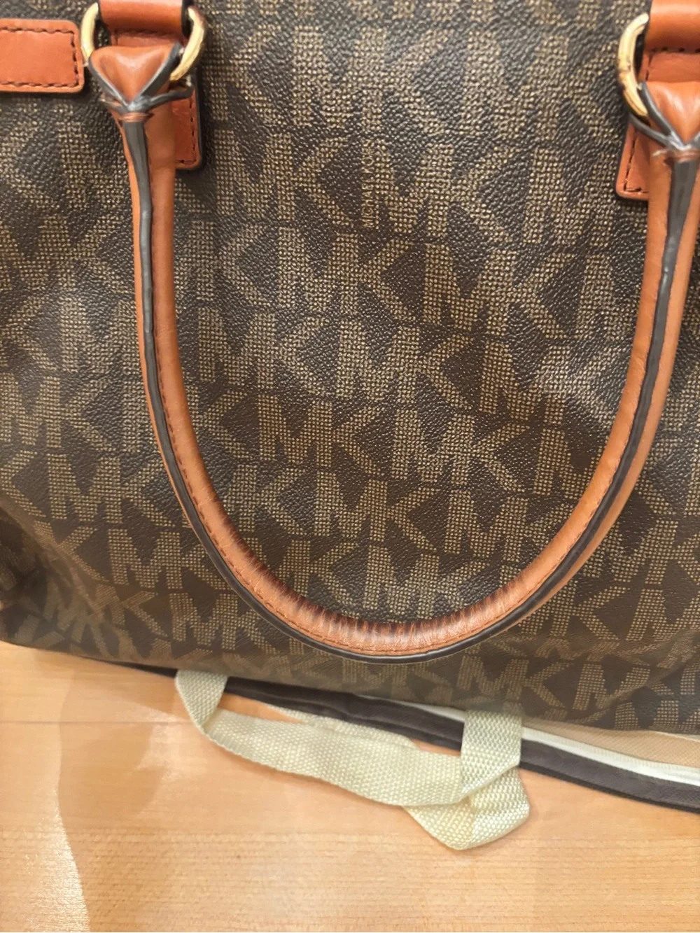 Michael Kors Hamilton Brown Signature MK Logo Large Tote Shoulder Bag